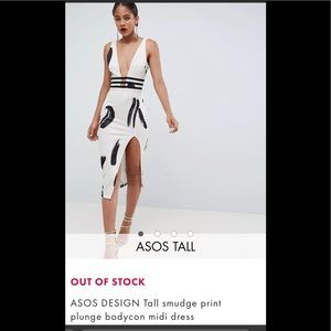 ASOS DESIGN Tall smudge print plunge bodycon midi dress